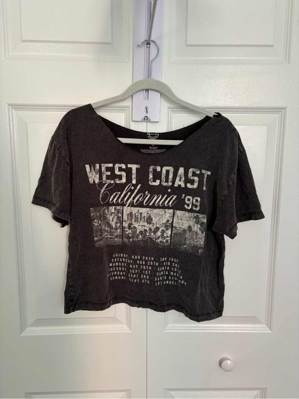 West Coast California '99 Graphic Crop Tee - Black
